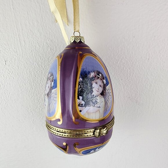 Mr Christmas Lavender Porcelain Egg Music Box Ornament Hanging - Picture 3 of 8